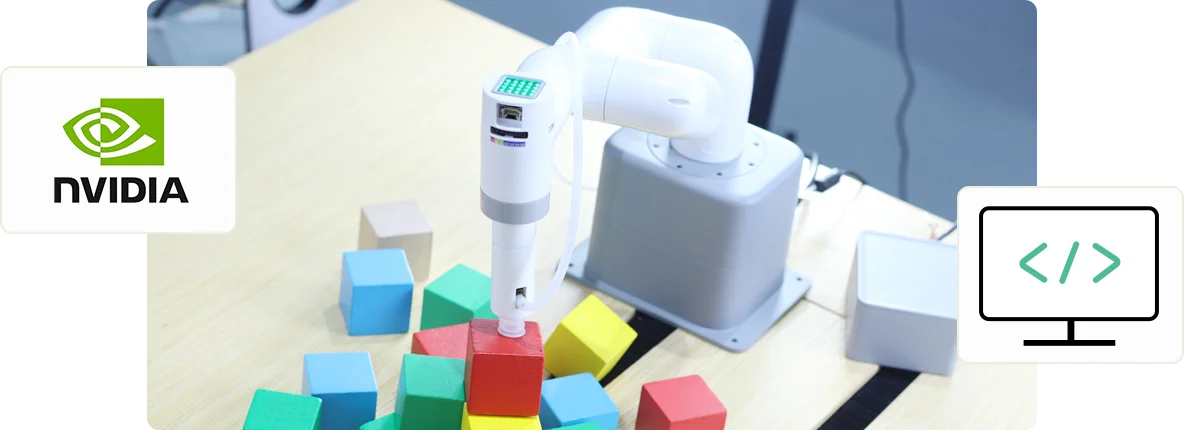 photo of myCobot 280 Jetson Nano picking up colorful cubes